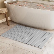 Large Stone Bath Mat 31.5 x 19.7in, 31.5" x 19.7" Rectangular , Light Gray