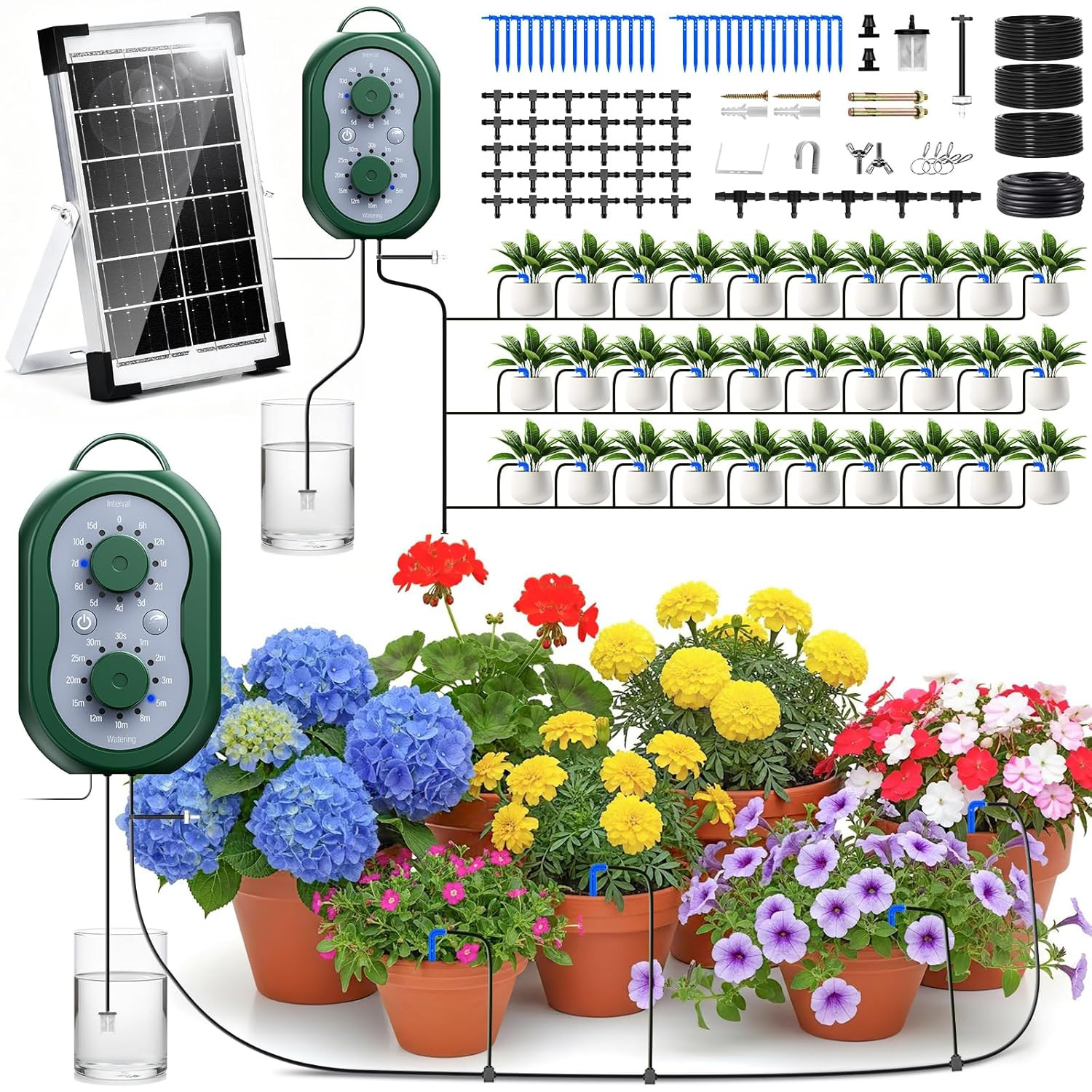 Relaxdays Sfere Per Irrigazione, HxD: 30x9 Cm, Set 4 Irrigatori Automatici Per Piante E Fiori In Vacanza Vetro Verde 92563077