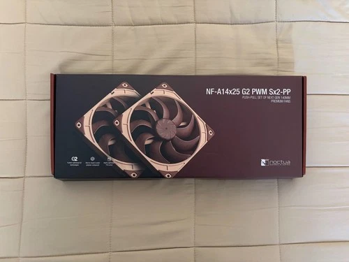 Noctua NF-A14x25 G2 PWM Sx2-PP, Dual Fan Set for Push-Pull and Side-by-Side