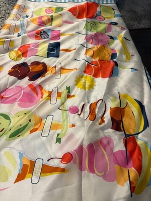 Kate Spade New York  Ice Pop and Cones Silk Square  Scarf 34: X 34'' Rare New