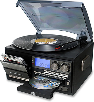10-in-1 Vintage Vinyl Record Player with Bluetooth, CD, Cassette & Radio