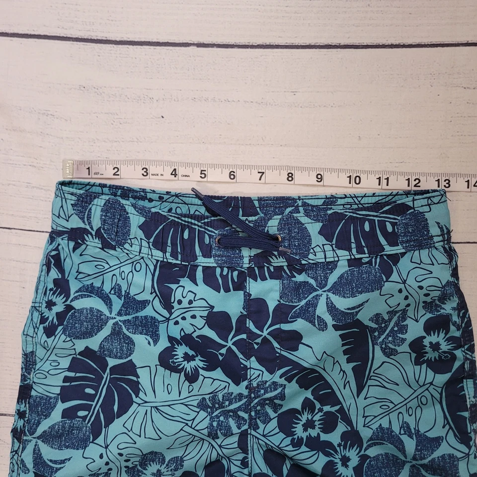 Bañador Lands End Niños Talla M Niño Azul Floral Hojas Cordón Verano Foto 2 de 4