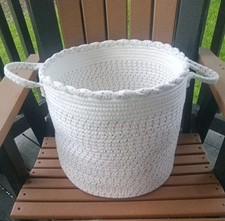 decorative storage basket bin woven rope with handles white multi color striped