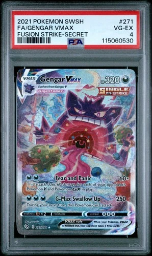 2021 POKEMON SWORD & SHIELD FUSION STRIKE SECRET #271 FULL ART/GENGAR VMAX PSA 4