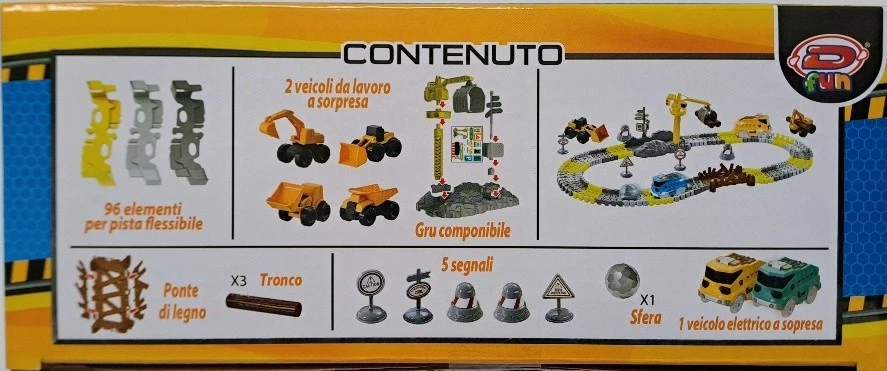 D-TRACK CANTIERI - Pista macchinine giocattolo per bambini - Pista lunga 191cm - Immagine 4 di 4