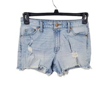 Universal Thread 4/27R Womens Shorts High Rise Distressed Raw Hem Light Wash Sum