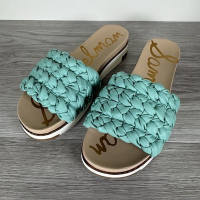 Sam Edelman Women's Ainslie Braided Platform Slide Sandal Size 7.5 Turquois Blue
