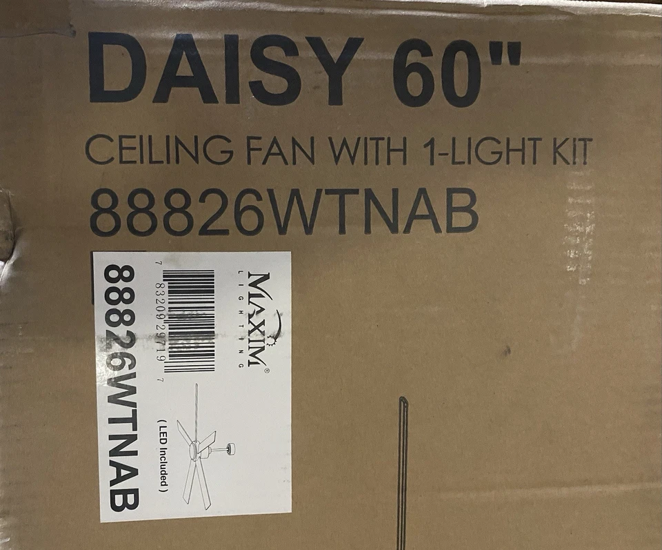 Maxim Lighting 88826WTNAB Daisy Indoor Ceiling Fan Natural Aged Brass - Image 2 of 3