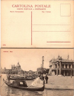 Venezia Molo Italy Postcard Vintage Unused Scenic Gondola Canal 2-Sided Italian