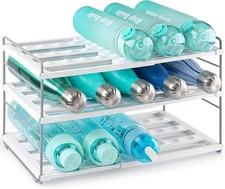 Water Bottle Organizer Holder for Cabinet, 3 Tier Expandable Water Bottle Sto...