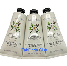 3x 3.5oz Crabtree Evelyn Vanilla Shea Butter Hand Therapy Cream No Box