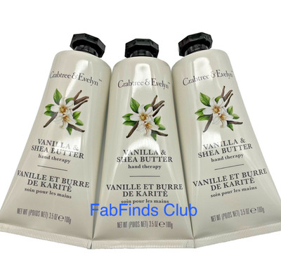 3x 3.5oz Crabtree & Evelyn Vanilla Shea Butter Hand Therapy Cream No Box
