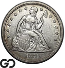 1841 Seated Liberty Dollar, Scarce Early Series US Coin, Choice AU