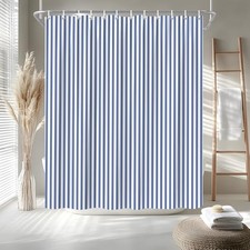 White and Blue Striped Shower Curtain 70"W x 70"L Pack of 1 White Blue
