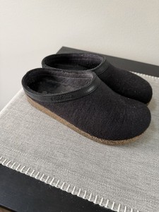 Haflinger Size 38 Black Clog Slippers with Cork Sole