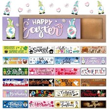 25 Pcs Interchangeable Seasonal Decor Interchangeable Welcome Sign with Retro