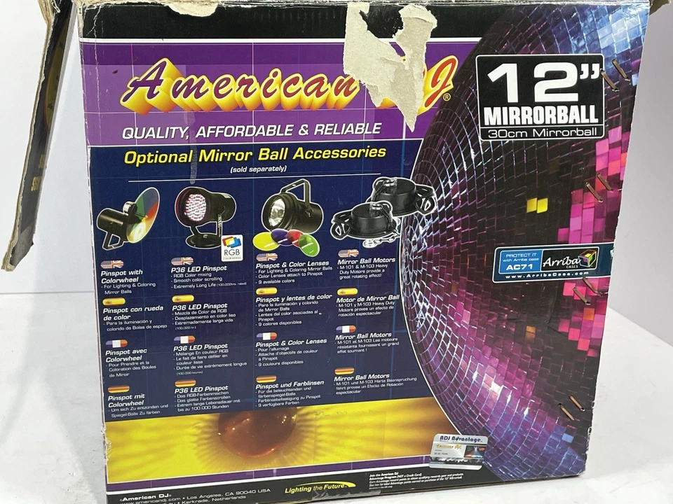 Disco American DJ 12" Mirror Ball M-1212 Disco Ball Roller Derby DJ Club Retro - Image 3 of 4