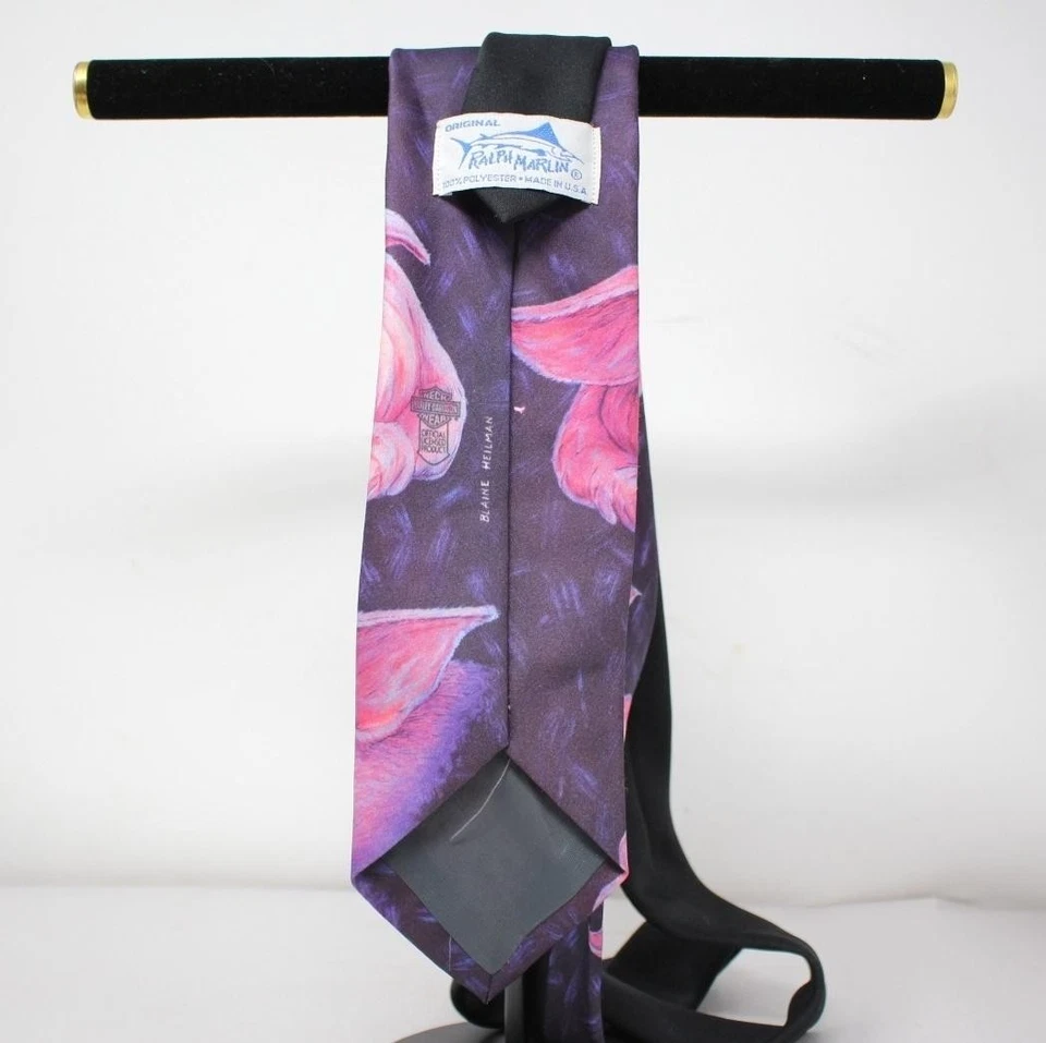 Corbata Harley-Davidson Para Hombre Talla Única Púrpura Cerdo Novedad Ralph Marlin Hecha en EE. UU. Foto 2 de 3