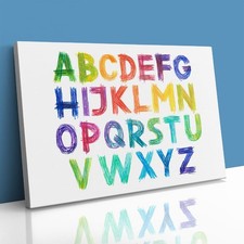 Alphabet Scribble Child Educational Canvas Framed Print Picture Wall Art