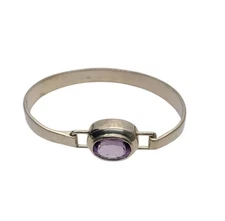 Vintage Boma Sterling Silver 925 Amethyst Oval Stone Bangle Bracelet 24.9g