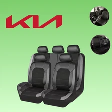 For All Kia Seat Cover Full Set 5 Seats Faux Leather Luxury Black