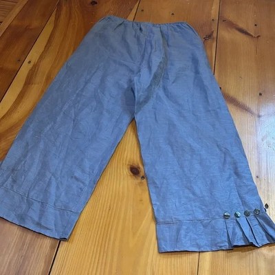 NICHE (Nilgun Derman) S Purple 100% Linen Lagenlook Pants Button Cuff Pleat