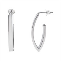 Creolen Oval Spitz Breit 925 Silber Vierkantrohr Glatt - Silverly