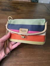 Coach Vintage Legacy Striped Big Mouth KissLock wallet Rare Ltd Edition
