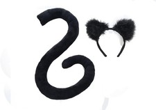 Black Cat Tail  Ears Adult Costume Set