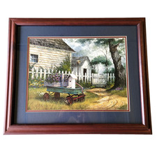 Dual Matted Wood Framed Country Art Print by Unnamed Artist 23" x 19"