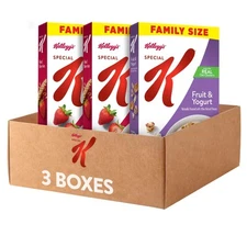Kellogg’s Breakfast Cereal, Family Breakfast, Fiber Cereal, Family Size, Vari...