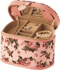 SCATOLA PER GIOIELLI COPERTA TESSUTO ROSA OVALE MELE & CO. NUOVA & IN SCATOLA