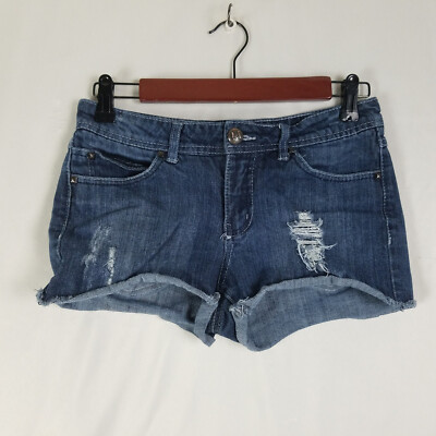 Miley Cyrus Denim Shorts Juniors 9 Blue Jean Low Rise Womens Distressed