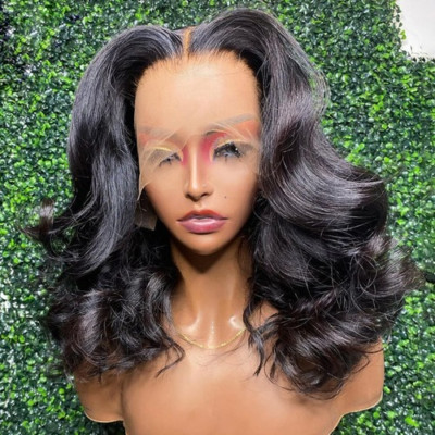 Human Hair Wigs Brazilian Body Wave Frontal Wig Silky Weave Bob Preplucked Hair