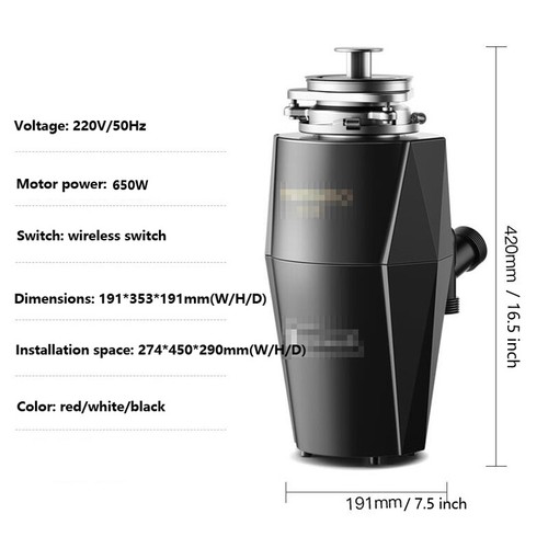 220V 650W Household Food Waste Disposal Crusher Home Kitchen Garbage Disposer - Picture 9 of 15