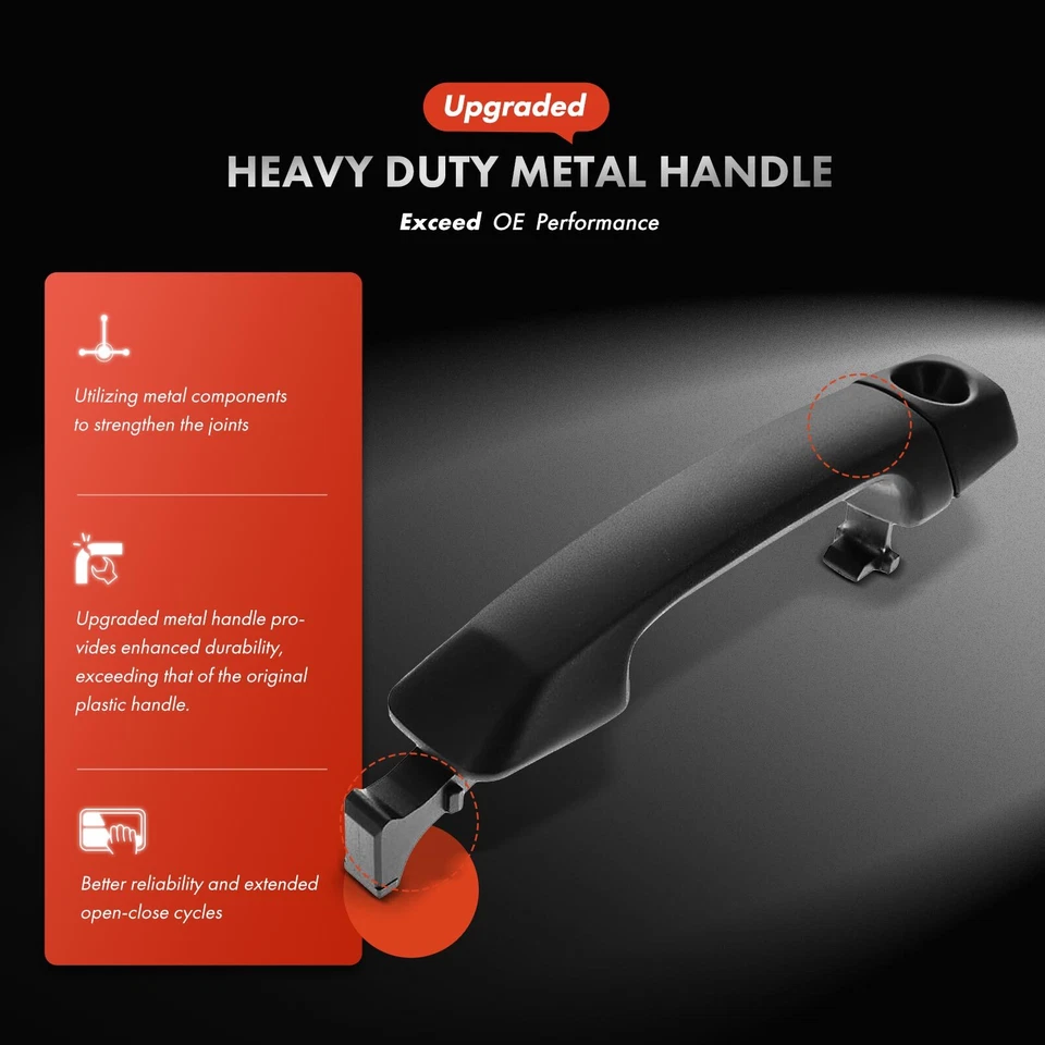 Manija de puerta exterior delantera y trasera de metal mejorada 4 piezas para Toyota Tundra Sequoia Foto 3 de 4