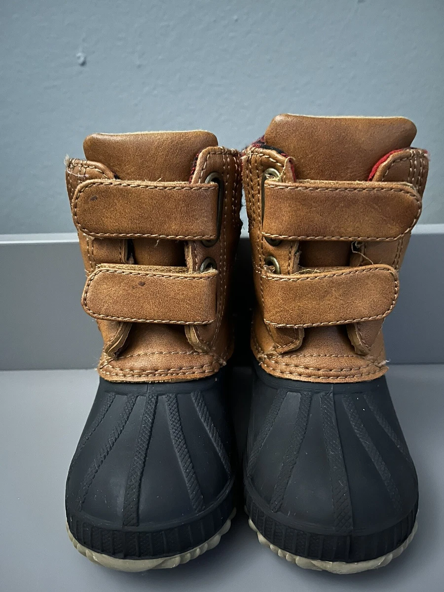 Gap Kids Duck Boots With 3M Thinsulate 5T 6T Brown Buffalo Check