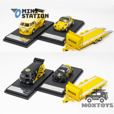 Mini Station 1:64 RWB-Targa Beetle T1 Van Trailer Set Mooneyes Model Car