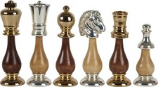 THE GOLDEN CHESS SET GOLD SILVER FINISH BRASS/WOOD FROM ITALY