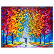 Slava Ilyayev Hand Embellished Casual Walk Serigraph on Board Hand signed art