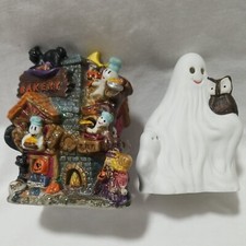 VTG Halloween Village Bakery House/ Ghost Holiday Decor Can be Lighted