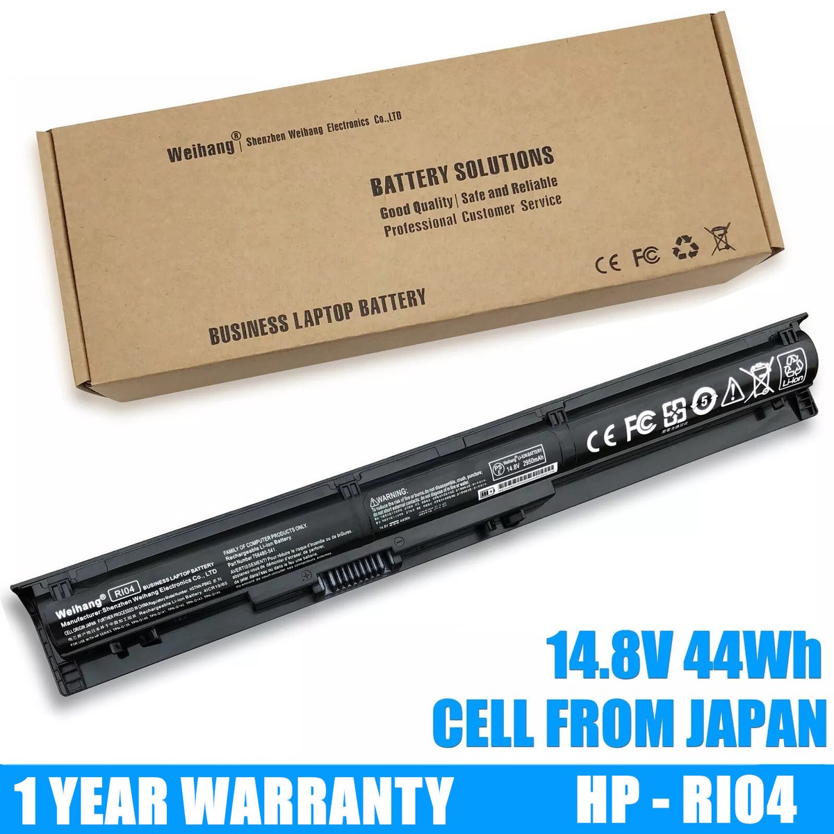 RI04 Laptop Battery Replacement For HP ProBook 450 455 470 G3 Series - 4 Cell, 14.8V