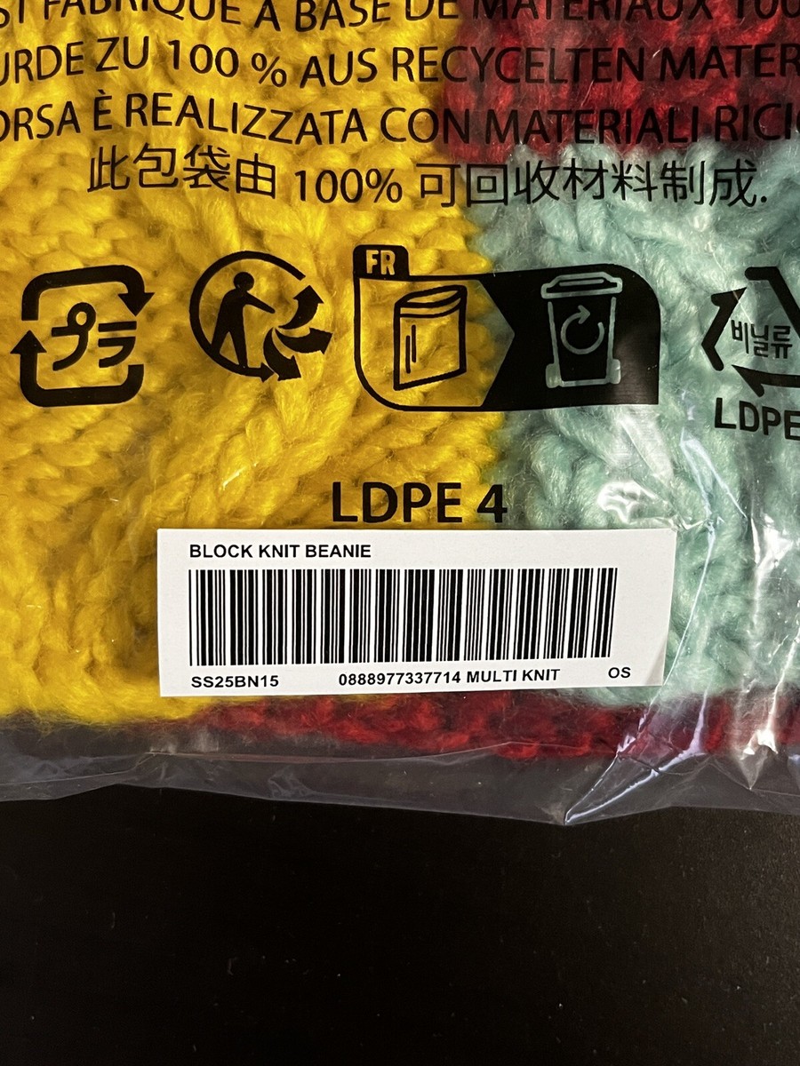 Supreme SS25 Block Knit Beanie Handknit Poly Multicolor One Size