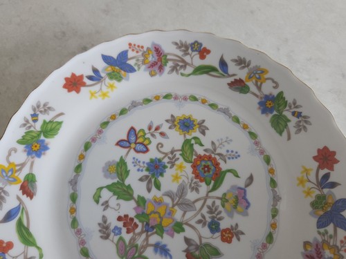 Spring Cake Pie Plate and Server & Original Box White Floral Scalloped Gold 10" - Picture 4 of 15