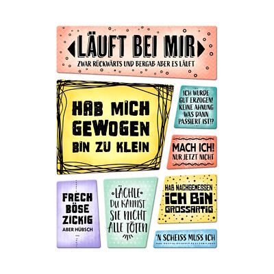 Kühlschrankmagnete 8er Set - verschiedene Sprüche über mich Leben Ego Humor