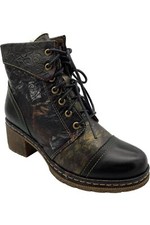 L'Artiste by Spring Step Leather Lace-Up Boots Fallinluv Black Multi
