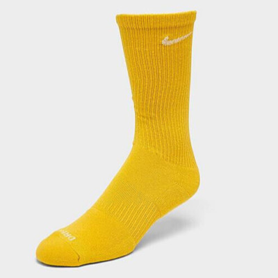 2 PAIR NIKE EVERYDAY PLUS Performance Cushion Crew Socks YELLOW WHITE MENS 6 - 8
