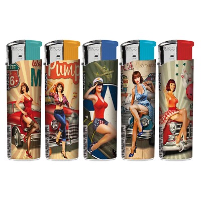 5 x Gas Feuerzeuge Lighter aus der Motiv Bild Serie Pin up Girls No 666
