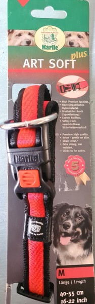 "Karli Plus Halsband Hundehalsband Nylon Rot, Schwarz - 40-55Cm \"M\""-image