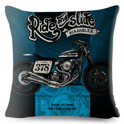 Taie d'oreiller housse de coussin vintage moto ancienne    45x45 cm 
